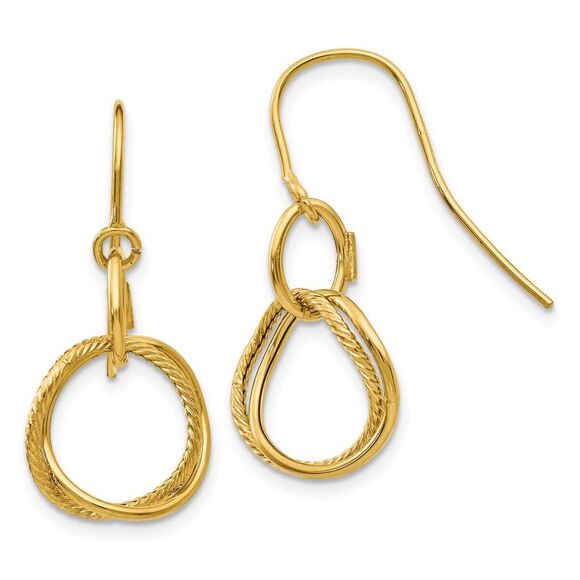Kazi Luxury 14k Yellow Gold Small Twisted Circle Shepherd Hook Earrings